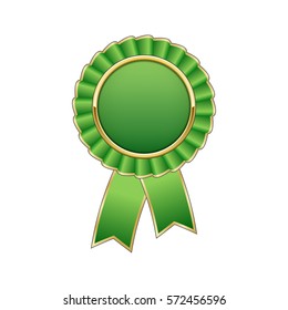 Green And Gold Award Rosette With Ribbon