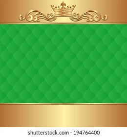 green and gold background with crown