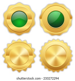 Green gold badge collection on white background