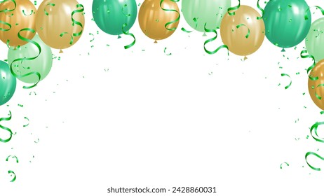 green and gold balloons banner luxury party festival greeting card design luck