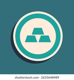 Green Gold bars icon isolated on green background. Banking business concept. Long shadow style. Vector