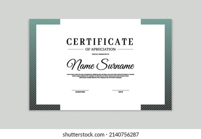 Green and gold certificate border template. For appreciation, business and education needs