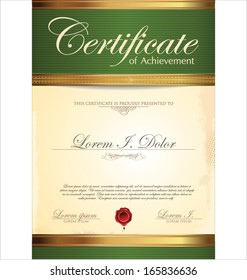 Green and gold certificate template