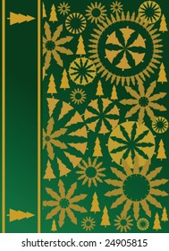 Green and gold christmas background