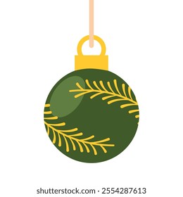 Green and gold Christmas ornament with star Vector