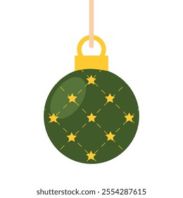 Green and gold Christmas ornament with star Vector