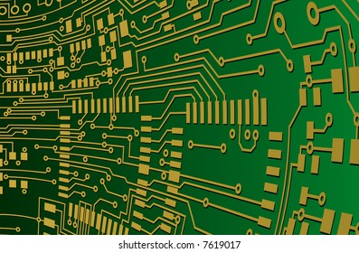 Green and Gold Circuit Board Background