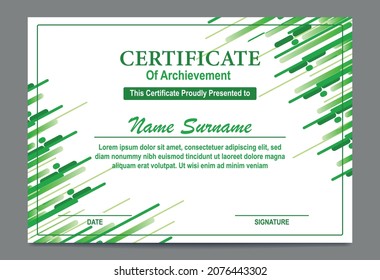 Green and gold color certificate template design. Certificate of achievement with gold badge. Vector templates