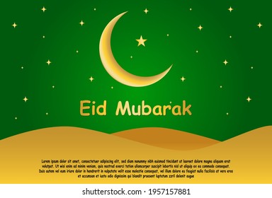 green and gold color eid mubarak background design.