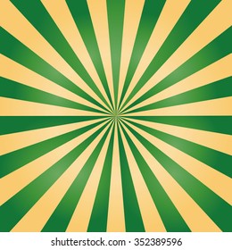 Green and gold colors burst background or sun rays background. Vector illustration