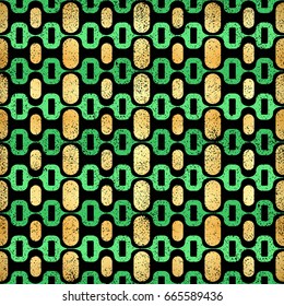 Green and gold Copacabana Seamless Pattern Vector