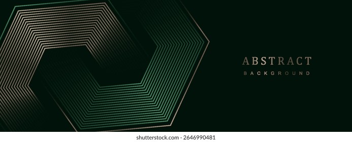 Green and gold cyberspace hexagonal background. Hexagonal grid technology pattern. vector illustratioan