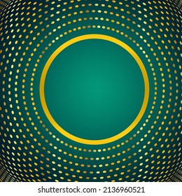 Green and gold design template vectors with a golden circular frame in the middle.