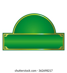 green and gold framed label 