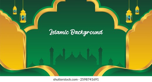 Green gold islamic background vector