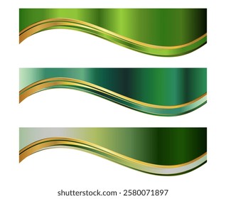 Green and Gold Letterhead Header Divider Template Set 