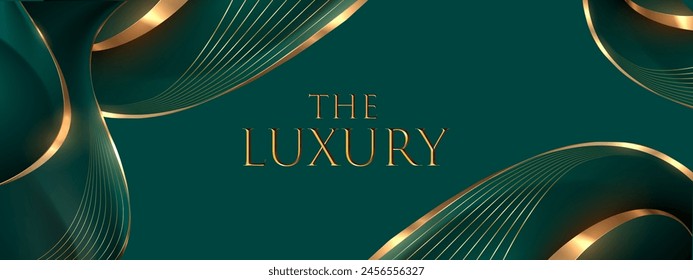 Green and Gold Luxury Background. Modern Classic Premium Design Template. Beautiful Marriage Invitation. Celebration Artwork for Business and Event occasion. Elegant Looking Creative Design Template.