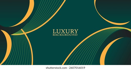 Green and Gold Luxury Background. Modern Classic Premium Design Template. Beautiful Wedding Invitation. Celebration Artwork for Business Events.
