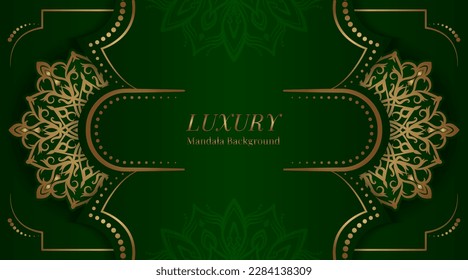 green and gold, luxury mandala background