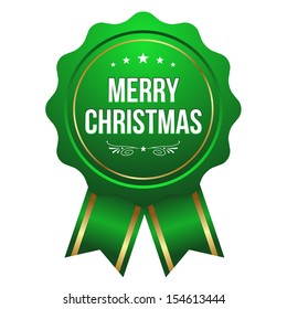 Green gold merry christmas badge