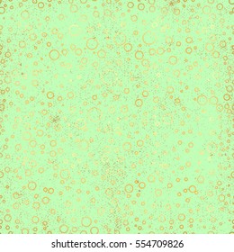 Green and gold pattern. Abstract geometric modern background. Vector illustration.Shiny backdrop. Texture of gold foil. Art deco style. Polka dots, confetti.