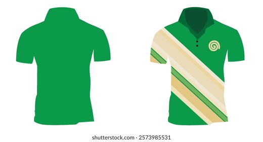 green gold polo sport shirt sublimation jersey with logo template design mockup. eps 10