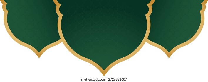 Elemento de decoración colgante de la cúpula de la mezquita triple verde y dorada para el diseño islámico del festival
