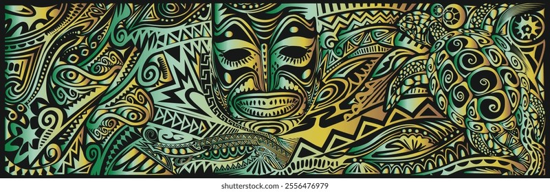 Green and Gold_Pacific and Papua New Guinea Tribal Design