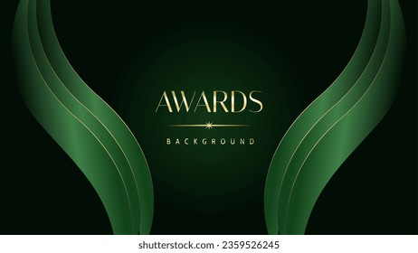 Green golden award graphic background. Elegant luxury corporate modern template. Trophy banner flyer certificate. Vector illustration design.