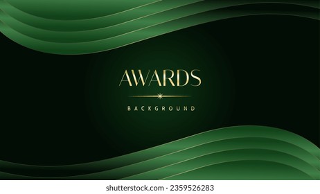 Fondo gráfico de los premios dorados verdes. Elegante y lujoso patrón corporativo moderno. Certificado de pancarta de trofeo. Diseño de ilustración vectorial.