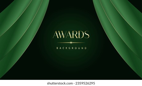 Green golden award graphic background. Elegant luxury corporate modern template. Trophy banner flyer certificate. Vector illustration design.