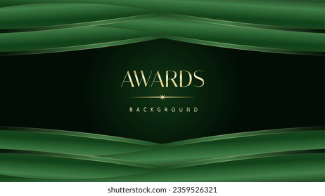 Green golden award graphic background. Elegant luxury corporate modern template. Trophy banner flyer certificate. Vector illustration design.