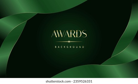 Fondo gráfico de los premios dorados verdes. Elegante y lujoso patrón corporativo moderno. Certificado de pancarta de trofeo. Diseño de ilustración vectorial.