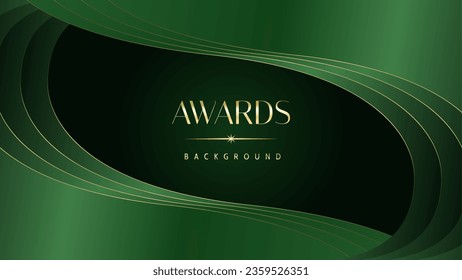 Green golden award graphic background. Elegant luxury corporate modern template. Trophy banner flyer certificate. Vector illustration design.