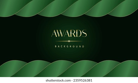Green golden award graphic background. Elegant luxury corporate modern template. Trophy banner flyer certificate. Vector illustration design.
