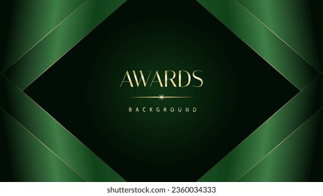 Green golden award graphic background. Elegant luxury corporate modern template. Trophy banner flyer certificate. Vector illustration design.