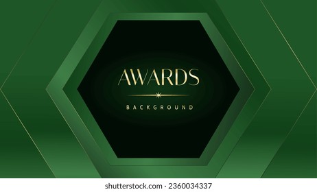 Green golden award graphic background. Elegant luxury corporate modern template. Trophy banner flyer certificate. Vector illustration design.