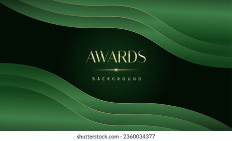 Green golden award graphic background. Elegant luxury corporate modern template. Trophy banner flyer certificate. Vector illustration design.