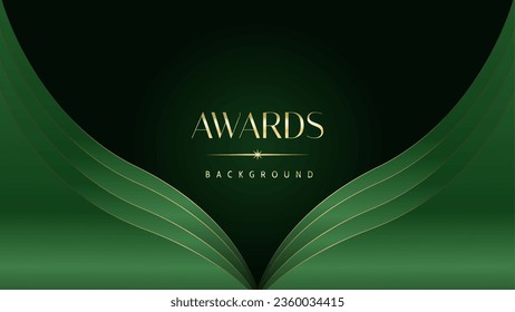 Green golden award graphic background. Elegant luxury corporate modern template. Trophy banner flyer certificate. Vector illustration design.