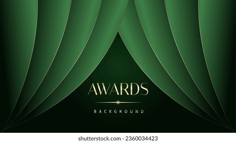 Green golden award graphic background. Elegant luxury corporate modern template. Trophy banner flyer certificate. Vector illustration design.