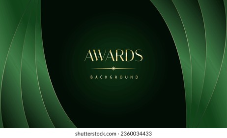 Green golden award graphic background. Elegant luxury corporate modern template. Trophy banner flyer certificate. Vector illustration design.