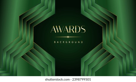 Fondo gráfico de los premios dorados verdes. Elegante y lujoso patrón corporativo moderno. Certificado de pancarta de trofeo. Diseño de ilustración vectorial.