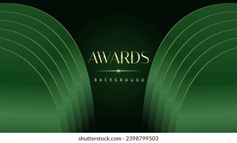 Green golden award graphic background. Elegant luxury corporate modern template. Trophy banner flyer certificate. Vector illustration design.