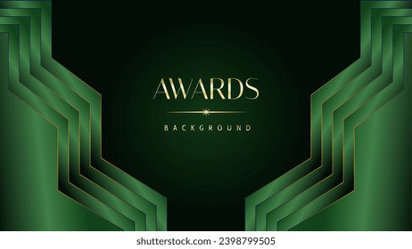 Green golden award graphic background. Elegant luxury corporate modern template. Trophy banner flyer certificate. Vector illustration design.