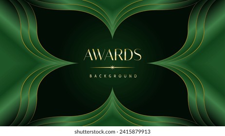 Green golden award graphic background. Elegant luxury corporate modern template. Trophy banner flyer certificate. Vector illustration design.