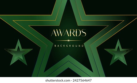 Green golden award graphic background. Elegant luxury corporate modern template. Trophy banner flyer certificate. Vector illustration design.