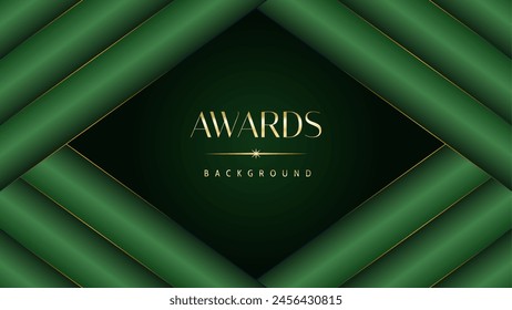 Green golden award graphic background. Elegant luxury corporate modern template. Trophy banner flyer certificate. Vector illustration design.
