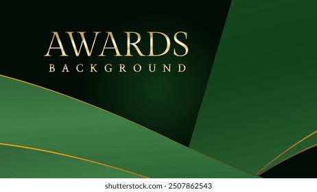 Green golden award graphic background. Elegant luxury corporate modern template. Trophy banner flyer certificate. Vector illustration design.	
