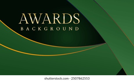 Green golden award graphic background. Elegant luxury corporate modern template. Trophy banner flyer certificate. Vector illustration design.	
