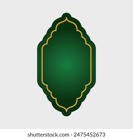 Green golden islamic shape design, blank islamic shape collection template vector